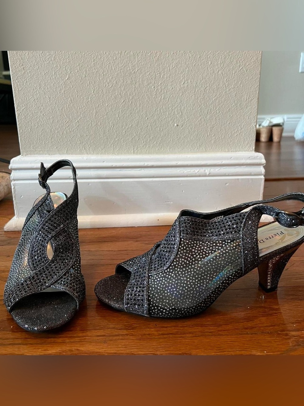 Sparkle Open-Toe Women’s Heels in Black